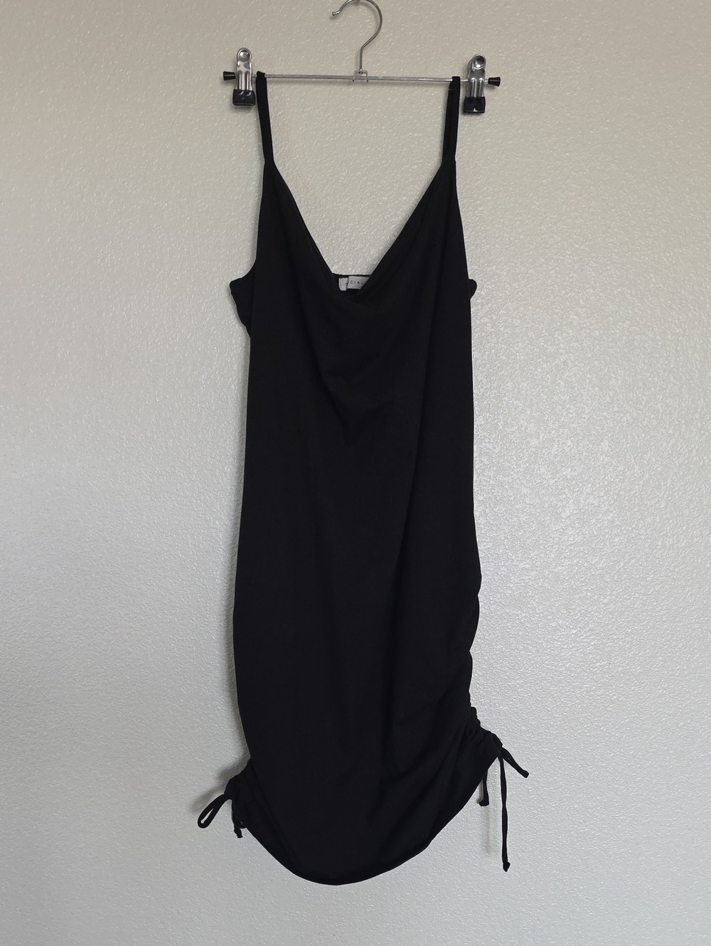 Socialite Black Cowl Neck Mini Dress with Side Ties